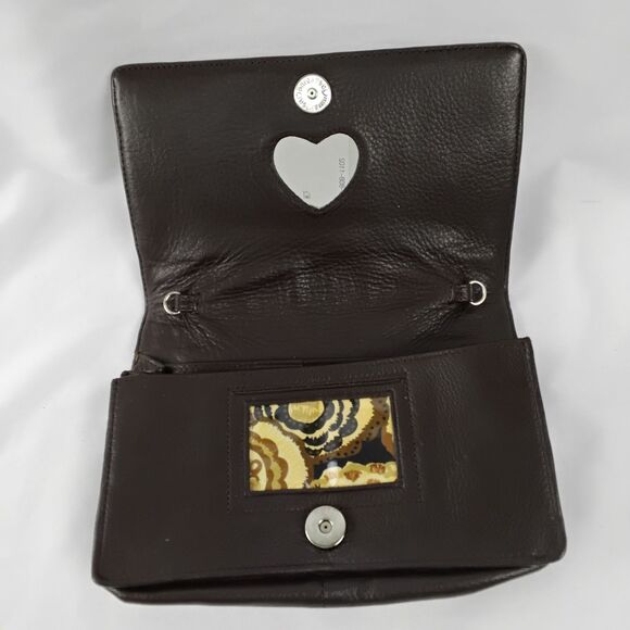 Brighton Vintage Brown & Black Clutch Bag with Thin Strap - Gator and Hearts - Picture 2 of 6